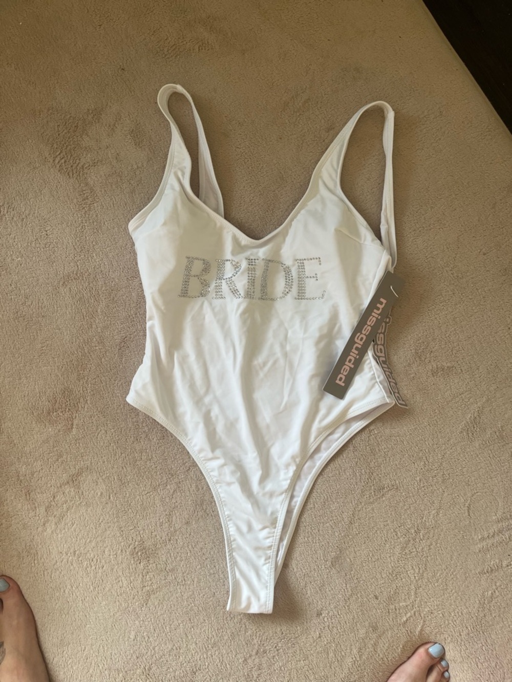 Missguided White Bride Swimsuit S NWT